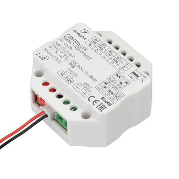 Изображение товара Контроллер SMART-K26-RGBW (12-24V, 4x3A, 2.4G) (Arlight, IP20 Пластик, 5 лет) 028294