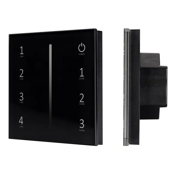 Изображение товара Панель Sens SMART-P17-DIM Black (230V, 4 зоны, 2.4G) (Arlight, IP20 Пластик, 5 лет) 028129