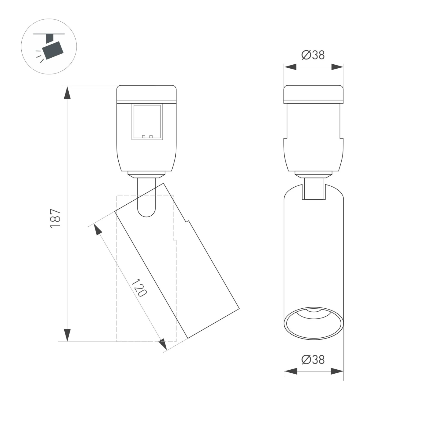 Изображение товара Светильник ART-APRIORI-SPOT-TURN-R38-8W Warm3000 (TN, 36 deg, 48V) (Arlight, IP20 Металл, 3 года) 049302