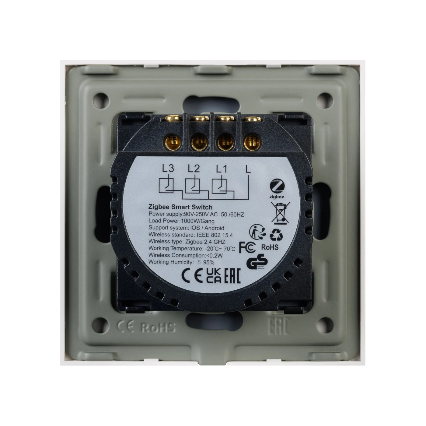 Изображение товара Выключатель сенсорный SWT-OMALI-S03-ZB-WH (250V, 10A, Zigbee) (Arlight, Стекло) 050042