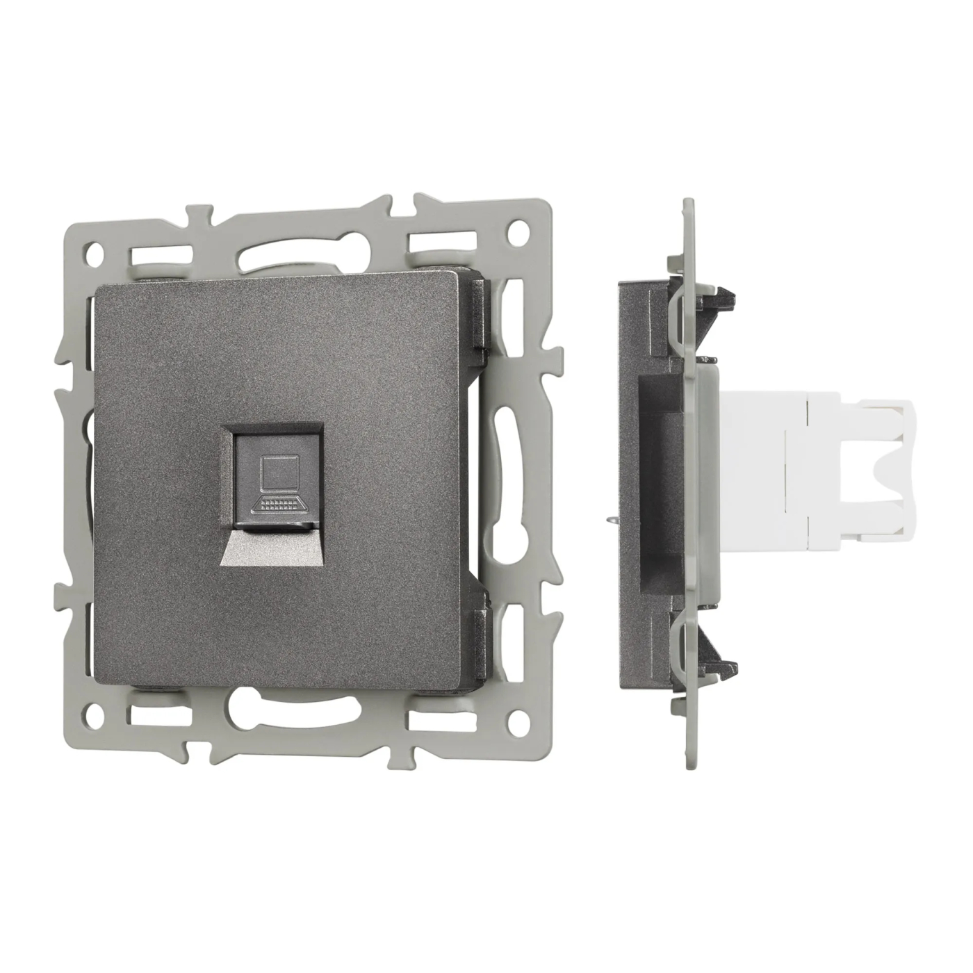 Изображение товара Розетка компьютерная RJ45, одинарная, серый, SCT-MPC1-PL-GR (RJ-45, CAT6) (Arlight, -) VERSA, GLARE, PRESTO 045335