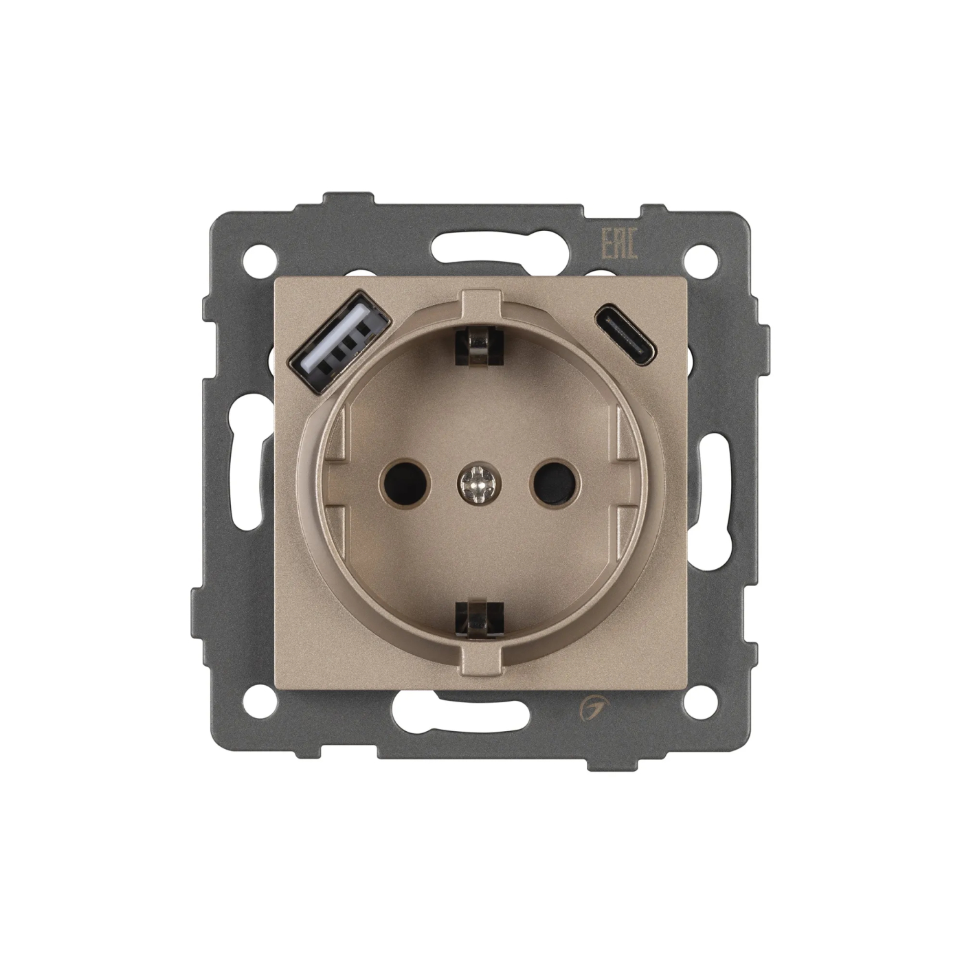 Изображение товара Розетка с USB зарядкой, 2 USB Type A+A, золото светлое, SCT-MUAA-PL-GD-V (250V, 16A) (Arlight, -) VERSA, GLARE, PRESTO 049821