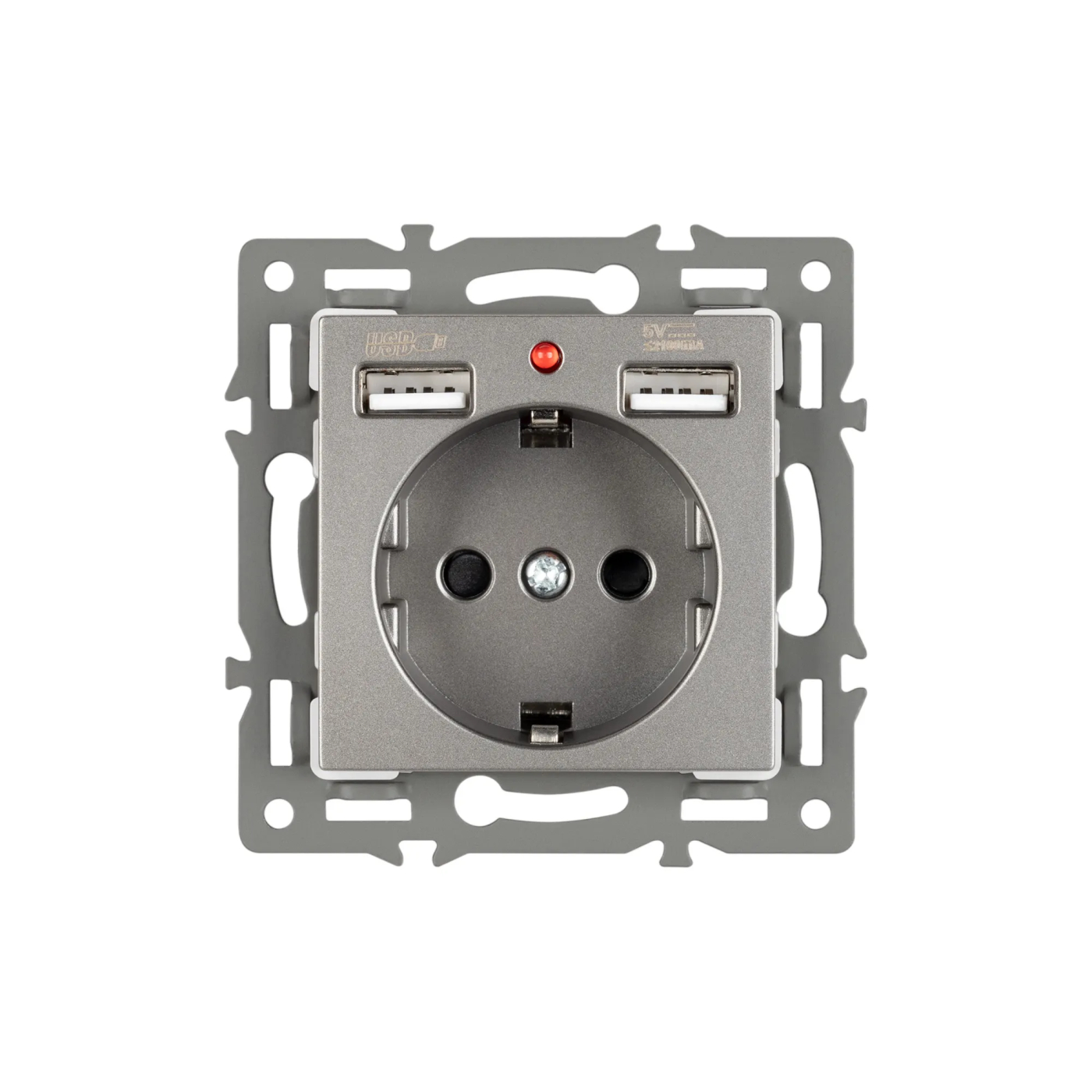 Изображение товара Розетка с USB зарядкой, 2 USB Type A+A, серый, SCT-MUAA-PL-GR (250V, 16A) (Arlight, -) VERSA, GLARE, PRESTO 043735