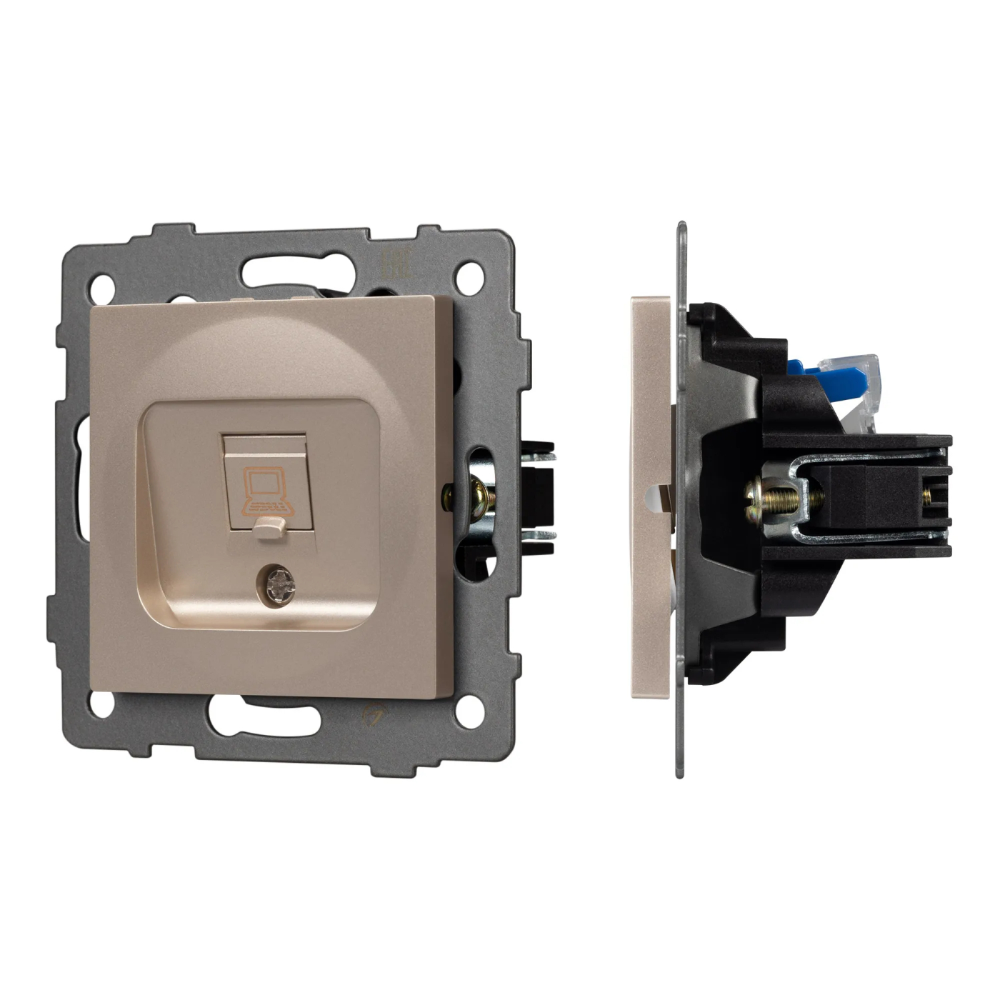 Изображение товара Розетка компьютерная RJ45, одинарная, золото светлое, SCT-MPC1-PL-GD-V (RJ-45, CAT6) (Arlight, -) VERSA, GLARE, PRESTO 049849