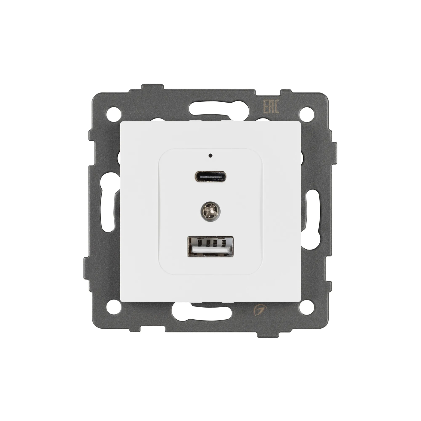 Изображение товара Розетка с USB зарядкой, 2 USB Type A+C, белый, SCT-MUAC-PL-WH-V (5V, 3A, QC4) (Arlight, -) VERSA, GLARE, PRESTO 049839