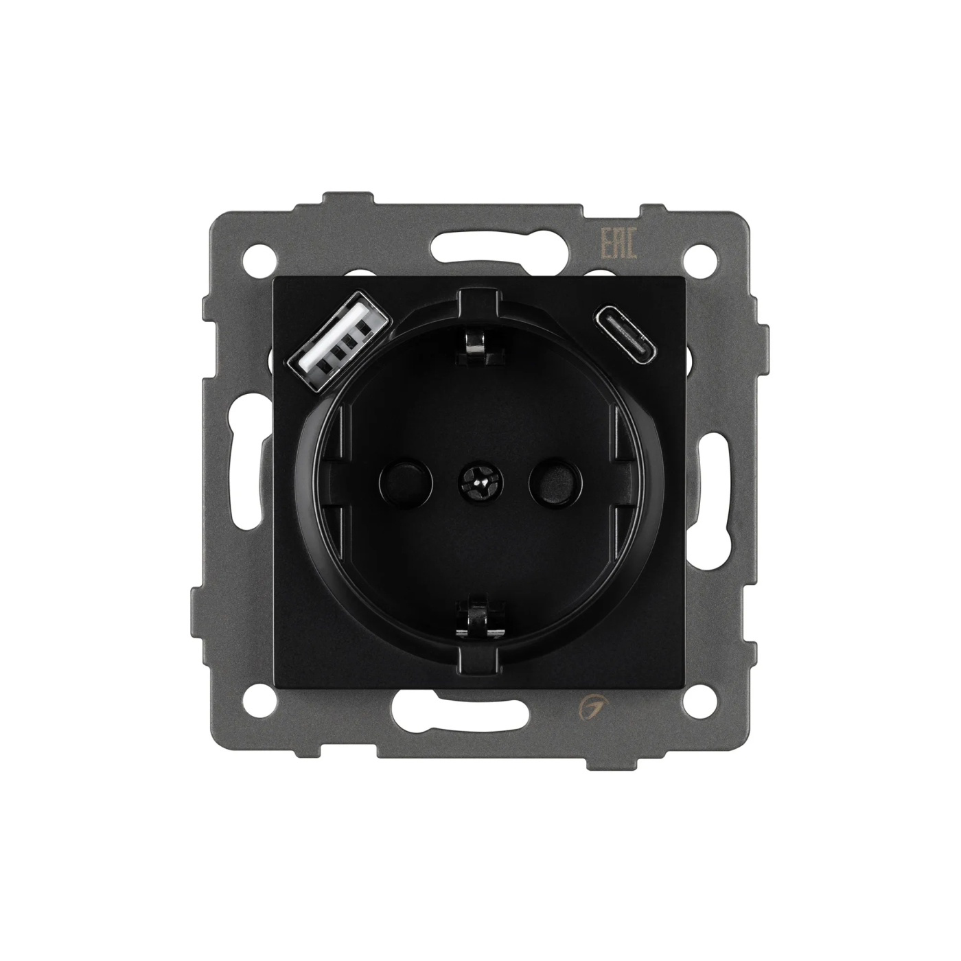 Изображение товара Розетка с USB зарядкой , 2 USB Type A+C, чёрный, SCT-MUAC-PL-BK-V (250V, 16A) (Arlight, -) VERSA, GLARE, PRESTO 049830