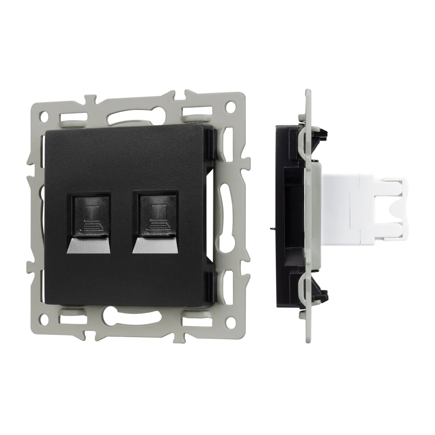 Изображение товара Розетка компьютерная RJ45, двойная , чёрный, SCT-MPC2-PL-BK (RJ-45, CAT6) (Arlight, -) VERSA, GLARE, PRESTO 045337