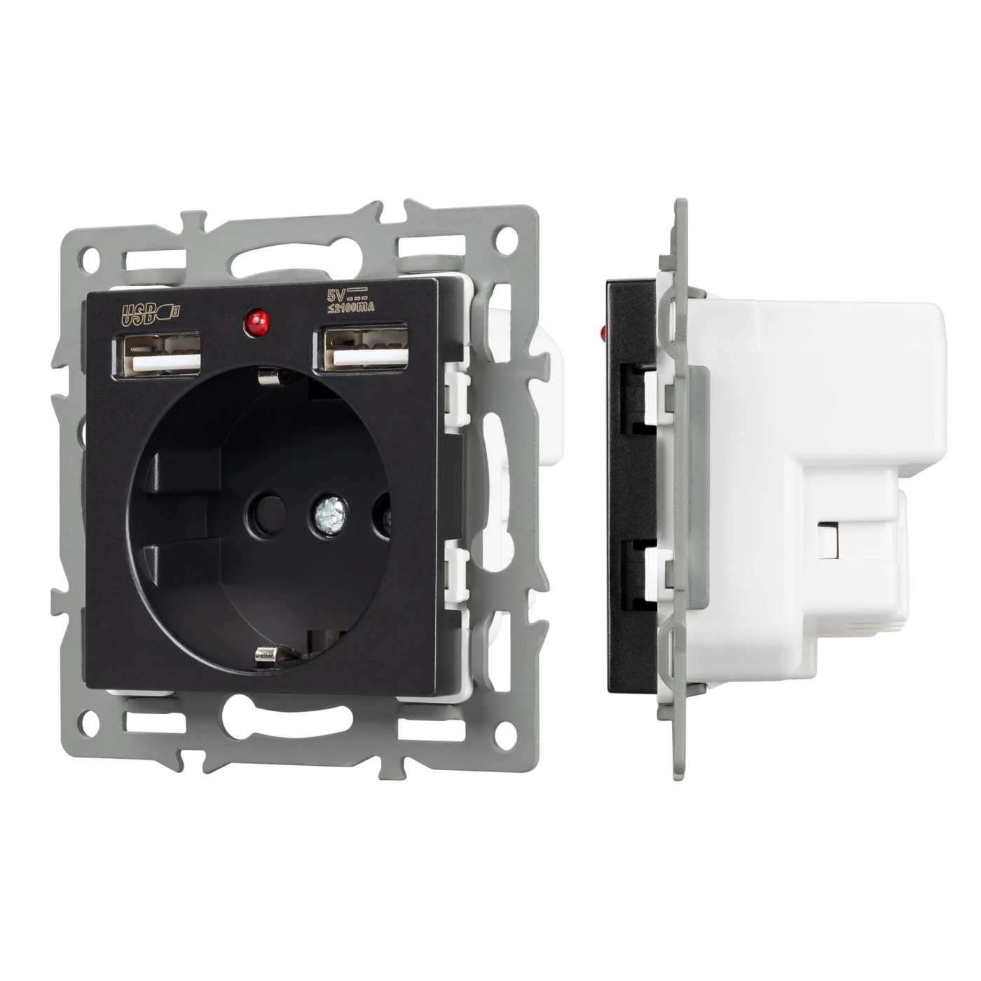 Изображение товара Розетка с USB зарядкой, 2 USB Type A+A, чёрный, SCT-MUAA-PL-BK (250V, 16A) (Arlight, -) VERSA, GLARE, PRESTO 043734