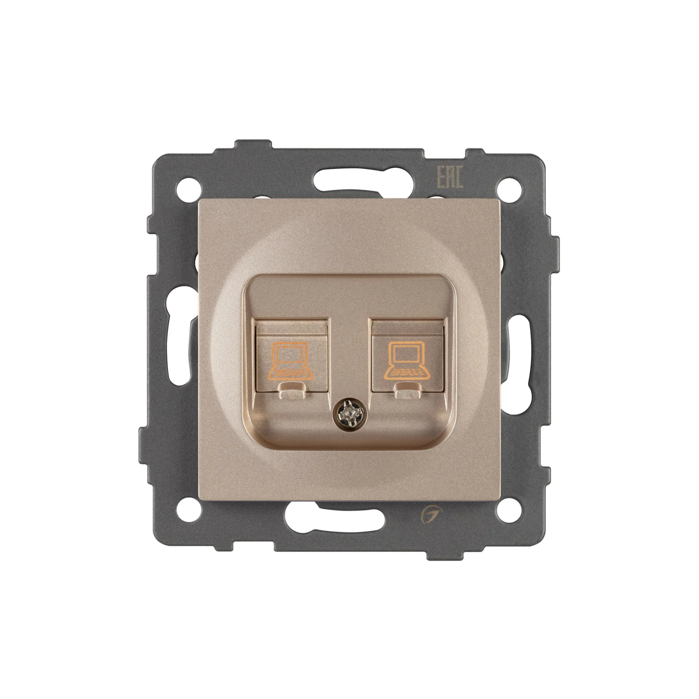 Изображение товара Розетка компьютерная RJ45, двойная, золото светлое, SCT-MPC2-PL-GD-V (RJ-45, CAT6) (Arlight, -) VERSA, GLARE, PRESTO 049850