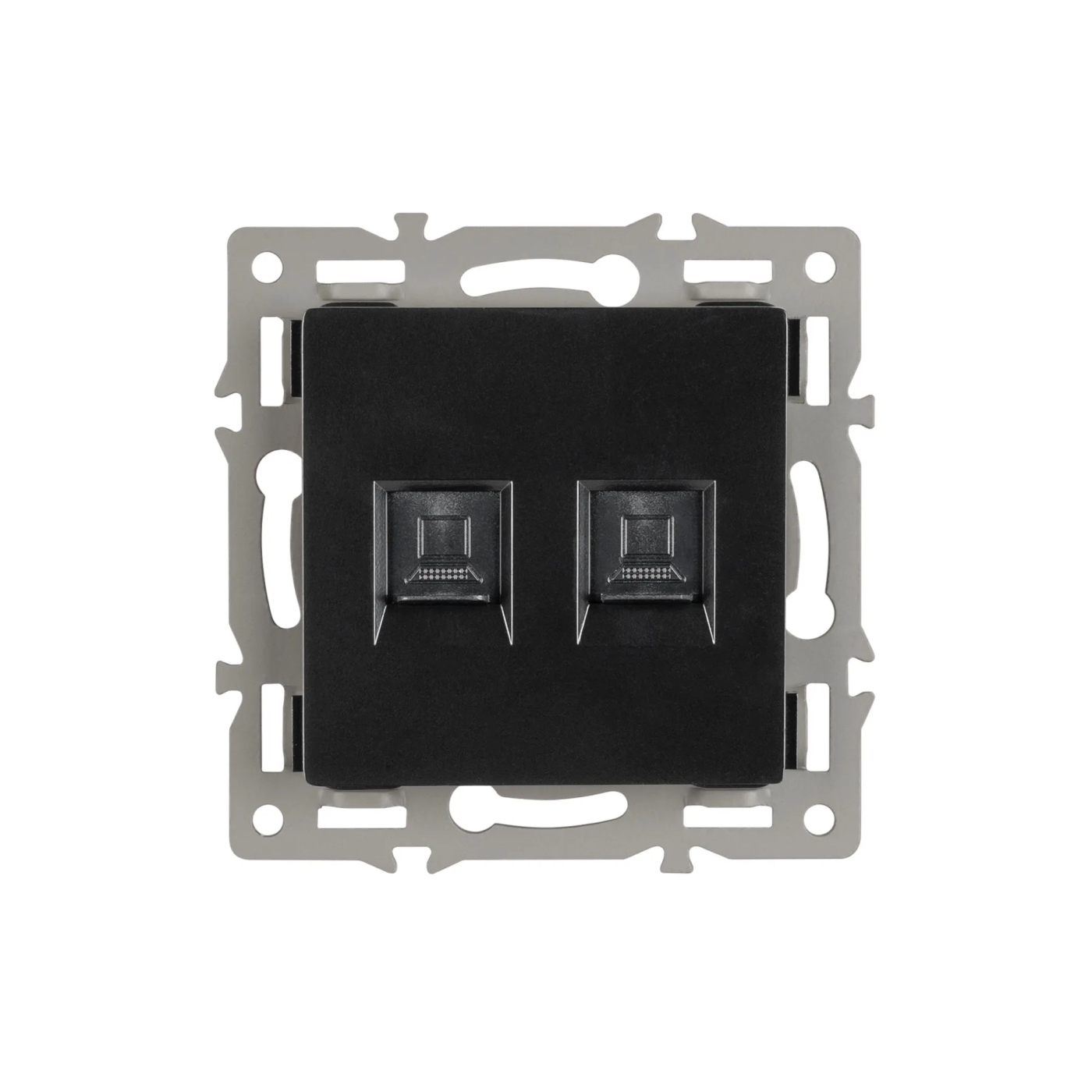 Изображение товара Розетка компьютерная RJ45, двойная , чёрный, SCT-MPC2-PL-BK (RJ-45, CAT6) (Arlight, -) VERSA, GLARE, PRESTO 045337