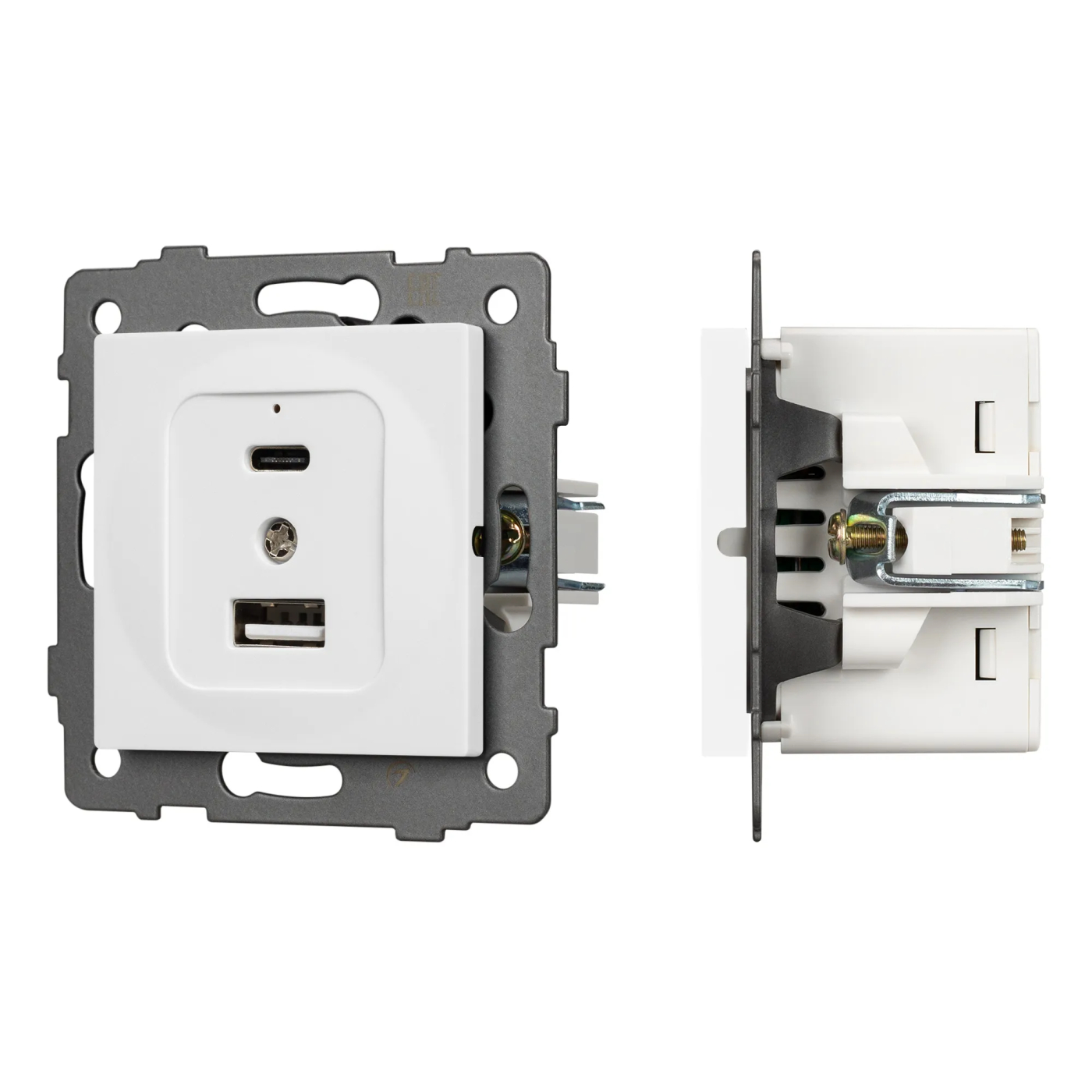 Изображение товара Розетка с USB зарядкой, 2 USB Type A+C, белый, SCT-MUAC-PL-WH-V (5V, 3A, QC4) (Arlight, -) VERSA, GLARE, PRESTO 049839