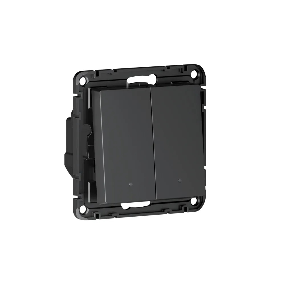 Изображение товара Выключатель 2-кл. с подсв., Zigbee, сх.5, L+N, 10А, мех., Карбон,ATN001053Z, ATLASDESIGN SMART, Systeme Electric