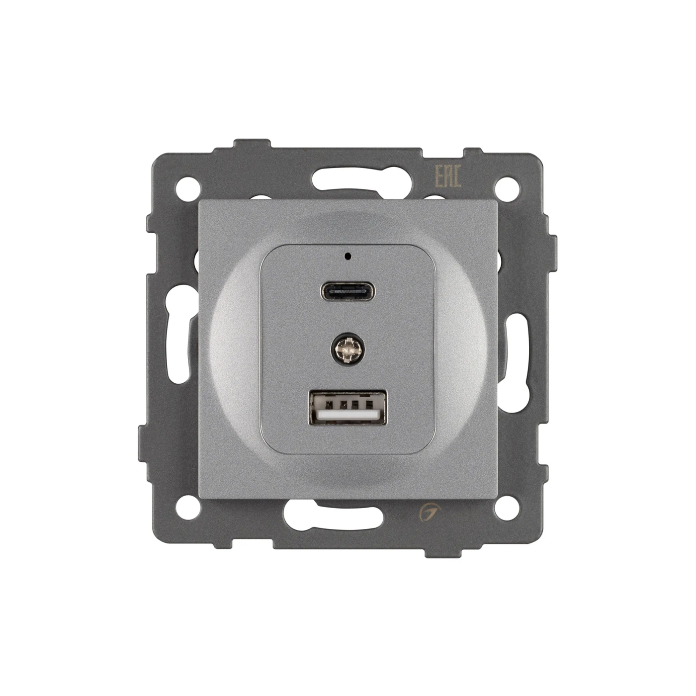 Изображение товара Розетка с USB зарядкой, 2 USB Type A+C, серый, SCT-MUAC-PL-GR-V (5V, 3A, QC4) (Arlight, -) VERSA, GLARE, PRESTO 049840