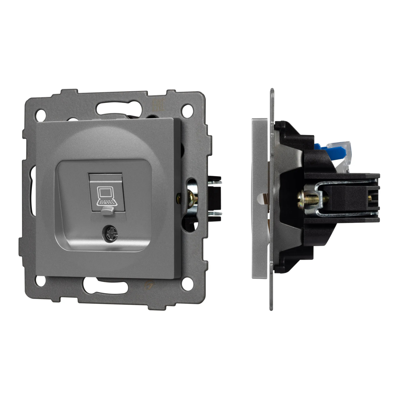 Изображение товара Розетка компьютерная RJ45, серый, SCT-MPC1-PL-GR-V (RJ-45, CAT6) (Arlight, -) VERSA, GLARE, PRESTO 049848