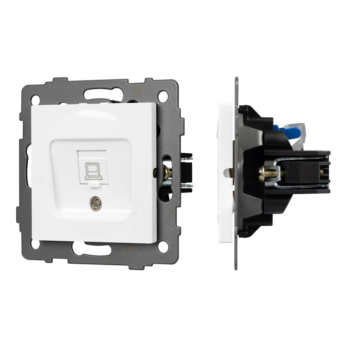 Изображение товара Розетка компьютерная RJ45, одинарная, белый, SCT-MPC1-PL-WH-V (RJ-45, CAT6) (Arlight, -) VERSA, GLARE, PRESTO 049842