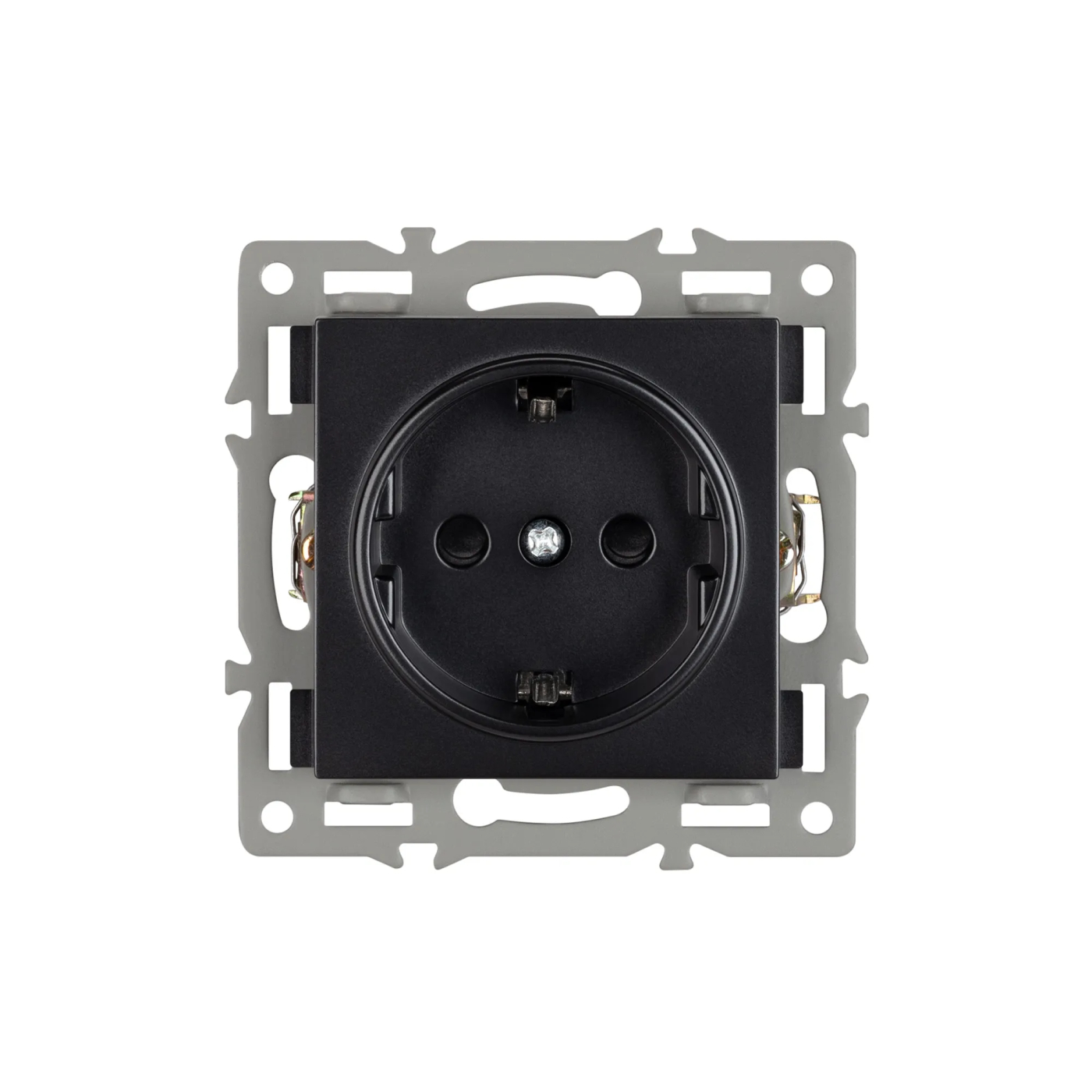 Изображение товара Розетка с заземлением, со шторками, одинарная, чёрный, SCT-MEU1-PL-BK (250V, 16A) (Arlight, -) VERSA, GLARE, PRESTO 043731