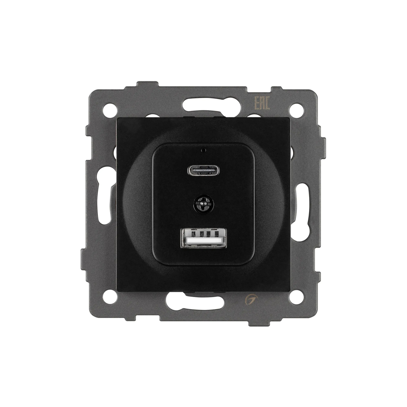 Изображение товара Розетка с USB зарядкой, 2 USB Type A+C, чёрный, SCT-MUAC-PL-BK-V (5V, 3A, QC4) (Arlight, -) VERSA, GLARE, PRESTO 049838