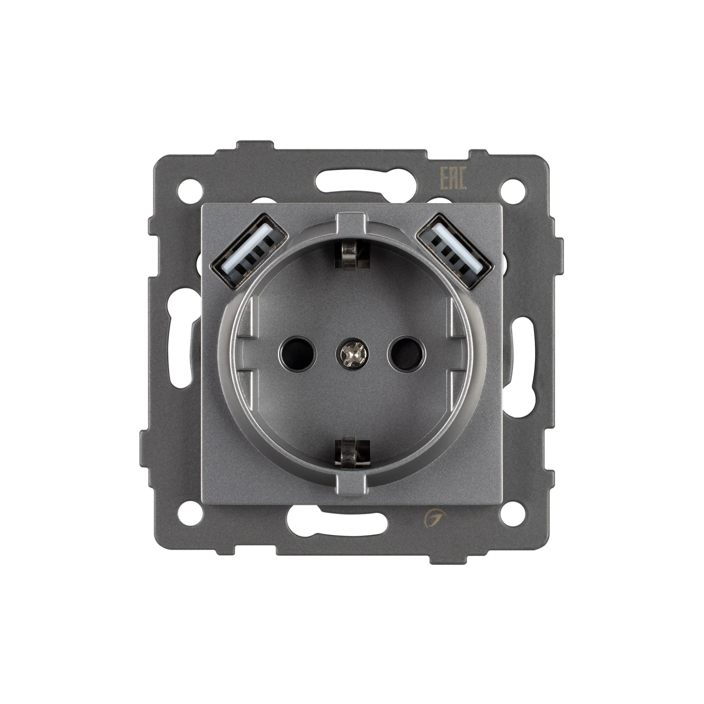 Изображение товара Розетка с USB зарядкой, 2 USB Type A+A, серый, SCT-MUAA-PL-GR-V (250V, 16A) (Arlight, -) VERSA, GLARE, PRESTO 049820