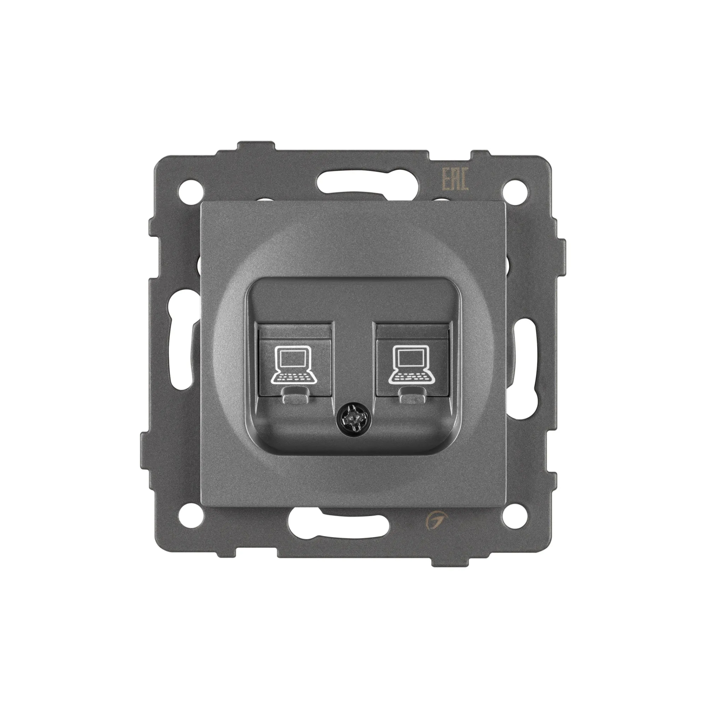 Изображение товара Розетка компьютерная RJ45, двойная, серый, SCT-MPC2-PL-GR-V (RJ-45, CAT6) (Arlight, -) VERSA, GLARE, PRESTO 049851