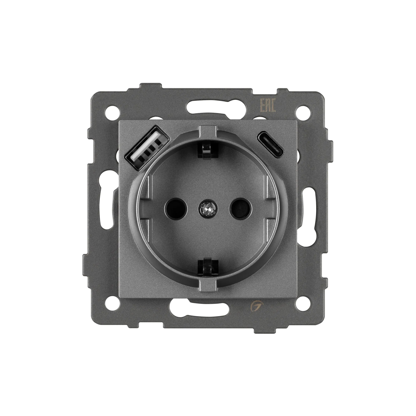 Изображение товара Розетка с USB зарядкой, 2 USB Type A+C, серый, SCT-MUAC-PL-GR-V (250V, 16A) (Arlight, -) VERSA, GLARE, PRESTO 049831