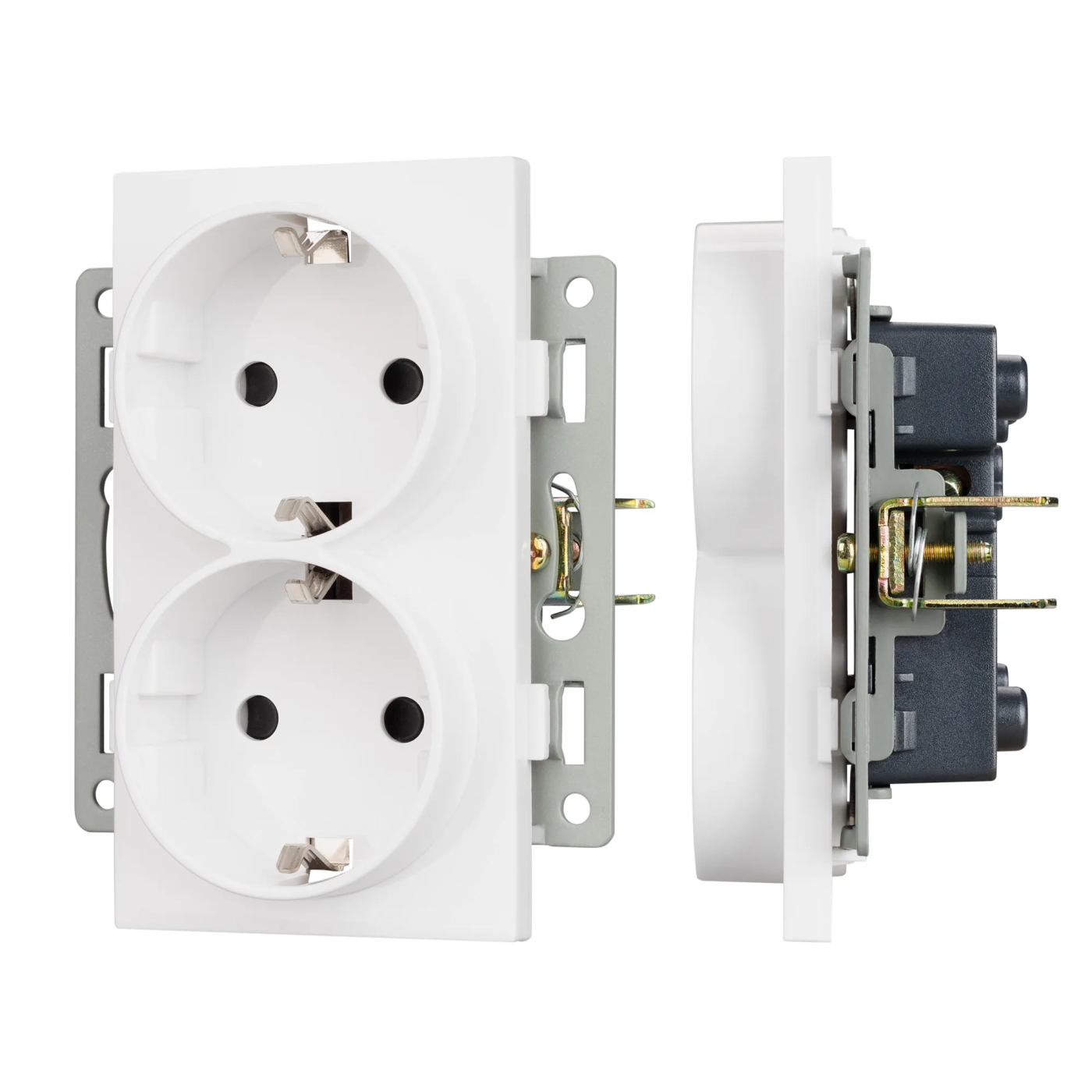 Изображение товара Розетка с заземлением, со шторками, двойная, белый, SCT-MEUD-PL-WH (250V, 16A) (Arlight, -) VERSA, GLARE, PRESTO 043764