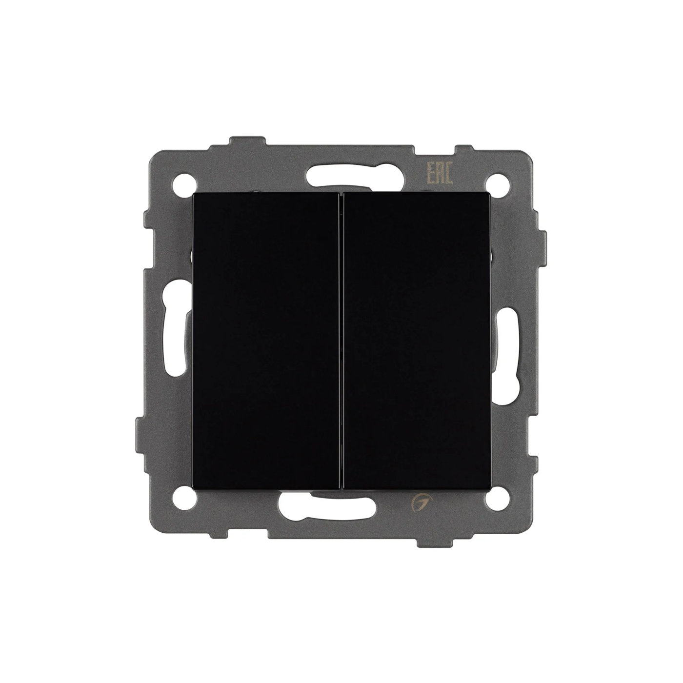 Изображение товара Выключатель двухклавишный, чёрный, SWT-MK02-PL-BK-V (250V, 10A) (Arlight, -) 049888, OMALI, AKYRI, PERIO, XSILO