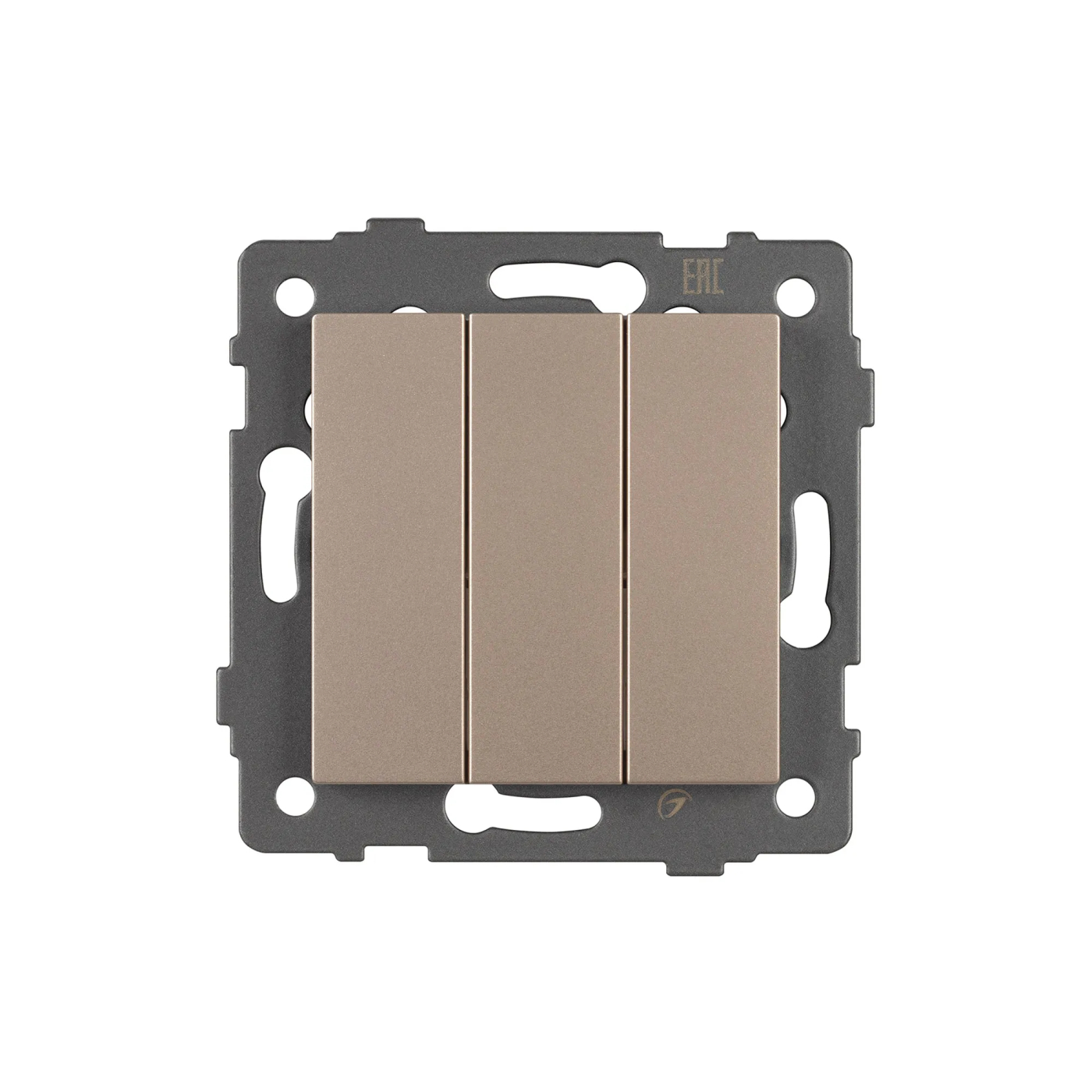 Изображение товара Выключатель трехклавишный, золото светлое, SWT-MK03-PL-GD-V (250V, 10A) (Arlight, -) 049899, OMALI, AKYRI, PERIO, XSILO