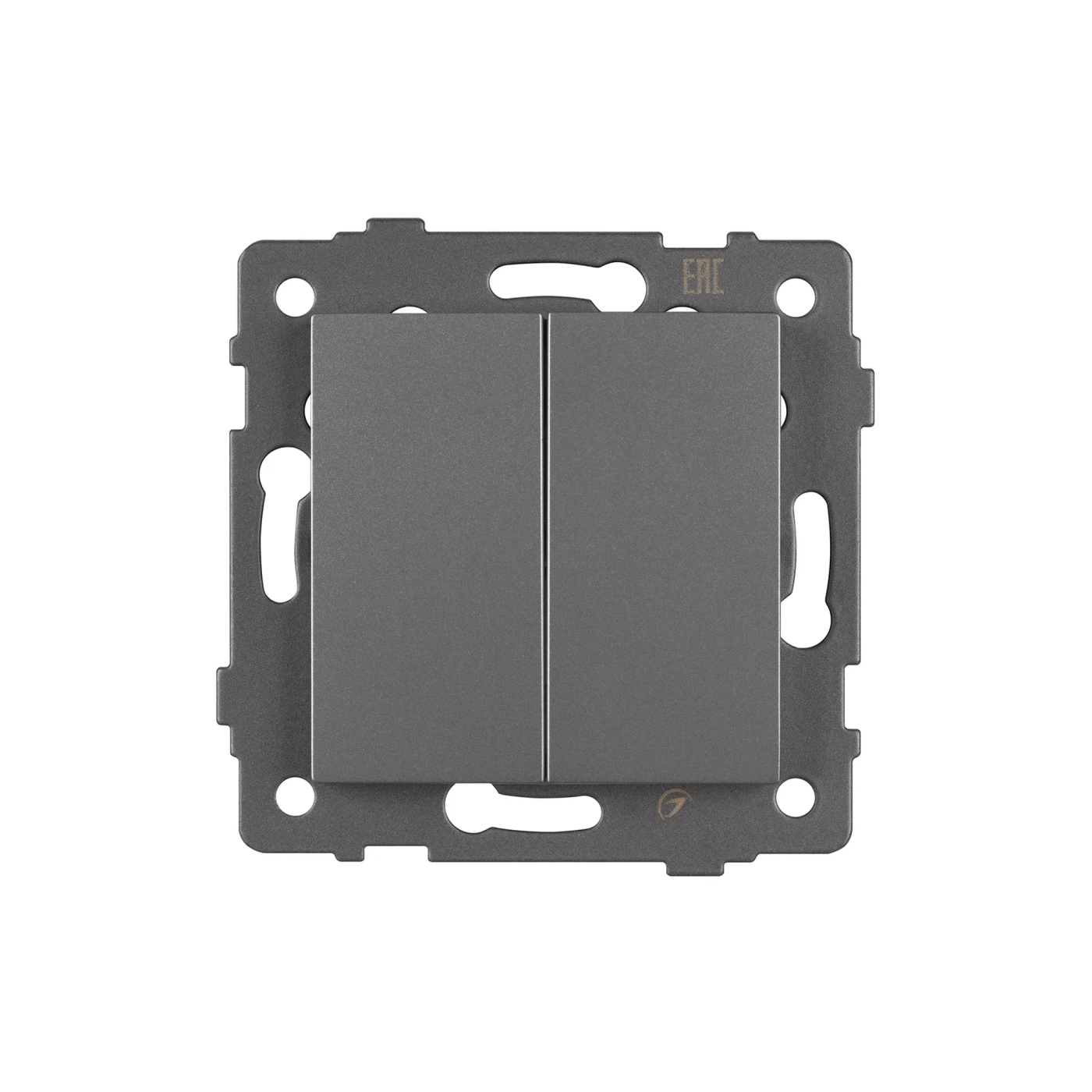 Изображение товара Выключатель двухклавишный, серый, SWT-MK02-PL-GR-V (250V, 10A) (Arlight, -) 049889, OMALI, AKYRI, PERIO, XSILO