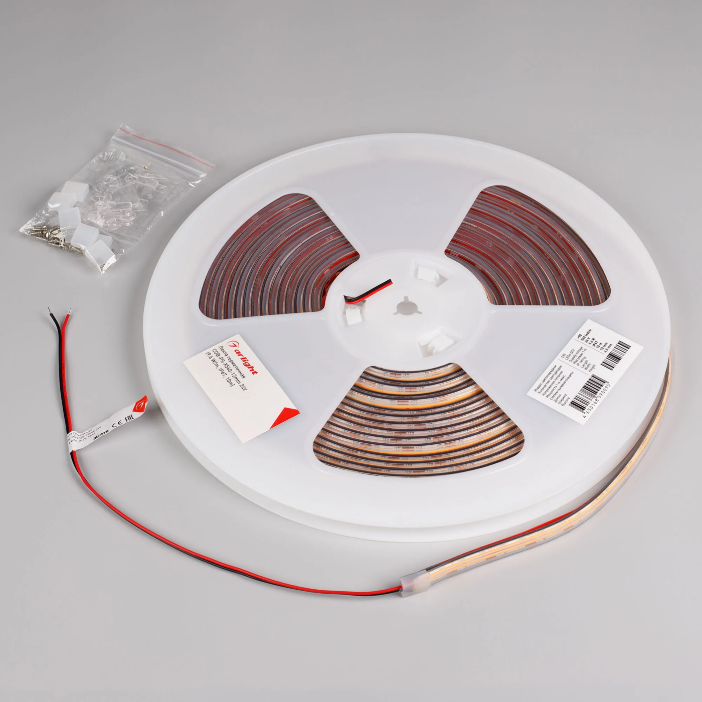 Изображение товара Светодиодная лента герметичная COB-PS-X560-12mm 24V White6000 (9.6 W/m, IP67, 10m) (Arlight, 5 лет) 048907