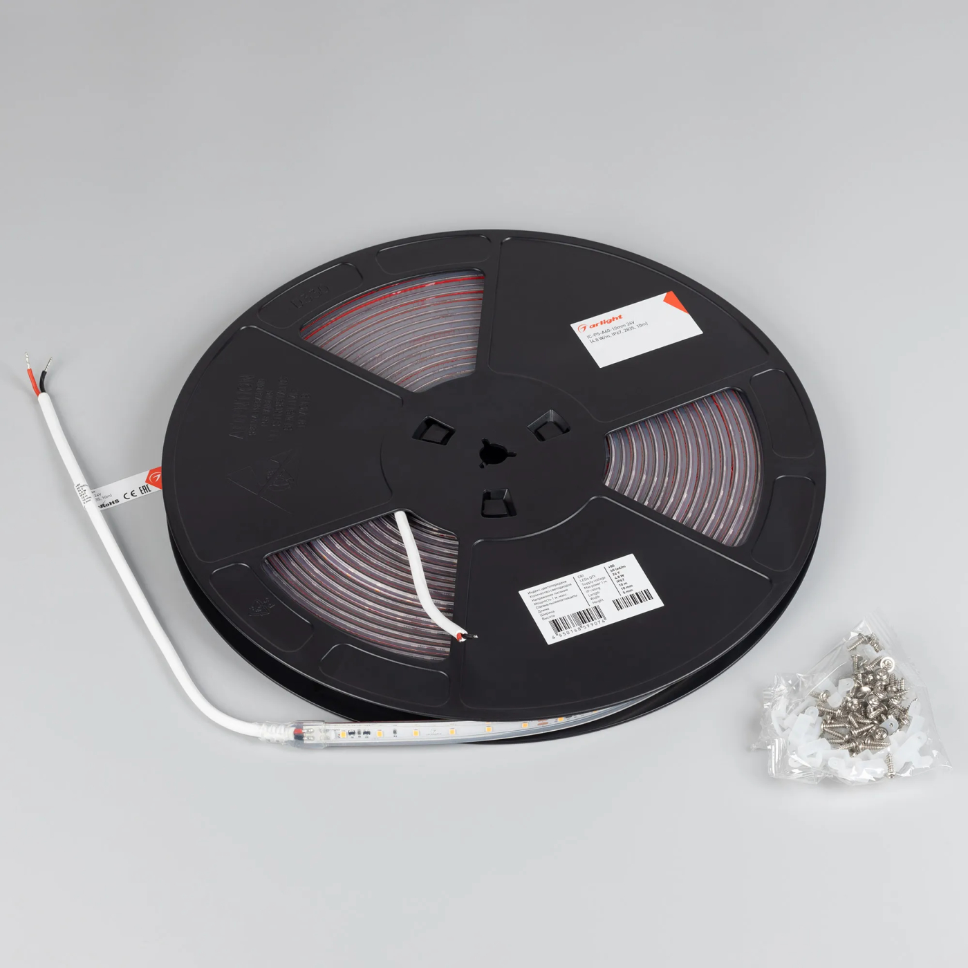 Изображение товара Светодиодная лента герметичная IC-PS-A60-10mm 24V White6000 (4.8 W/m, IP67, 2835, 10m) (Arlight, стабилизированная) 050654