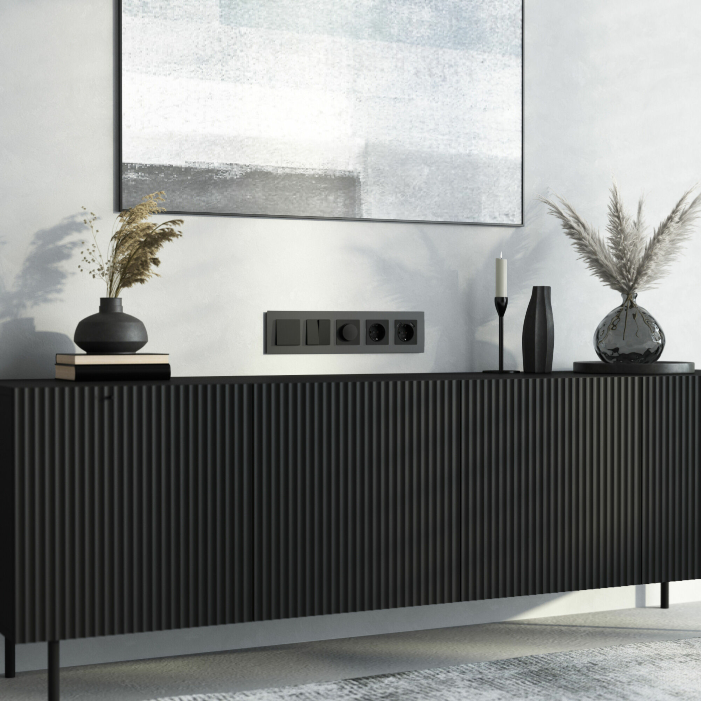 Изображение товара Рамка на 5 постов Senso (чёрный, стекло soft-touch) W0053108 Werkel