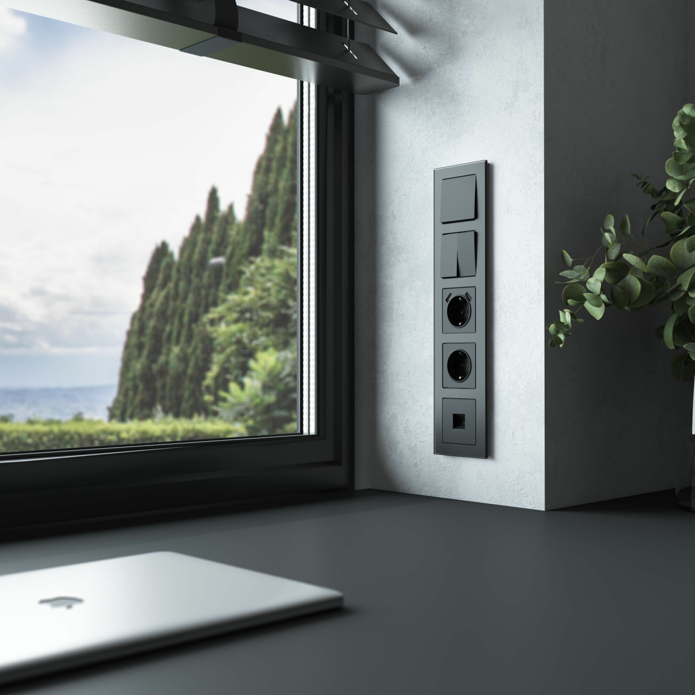 Изображение товара Рамка на 5 постов Senso (чёрный, стекло soft-touch) W0053108 Werkel