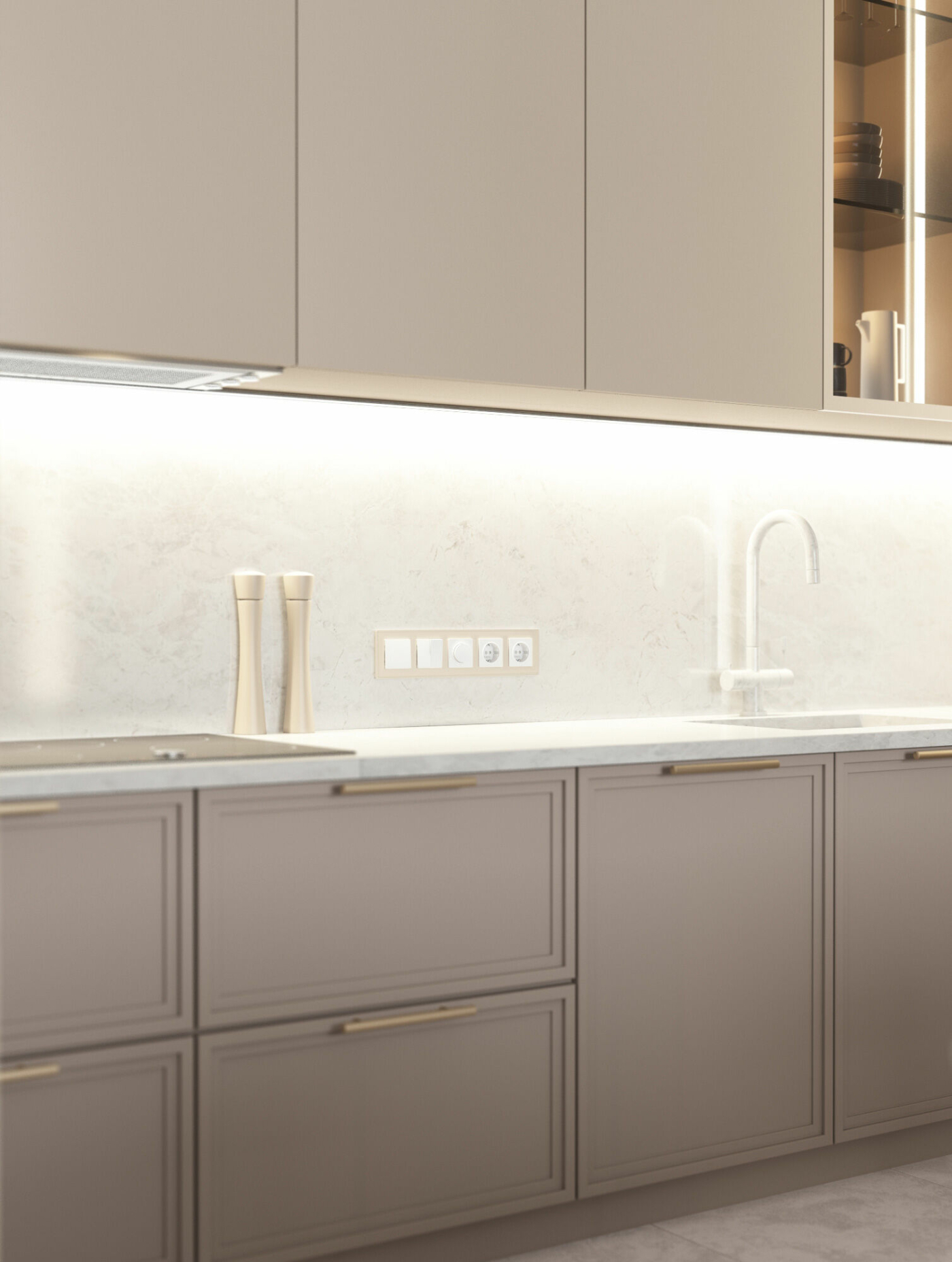 Изображение товара Рамка на 5 постов Senso (шампань, стекло soft-touch) W0053111 Werkel