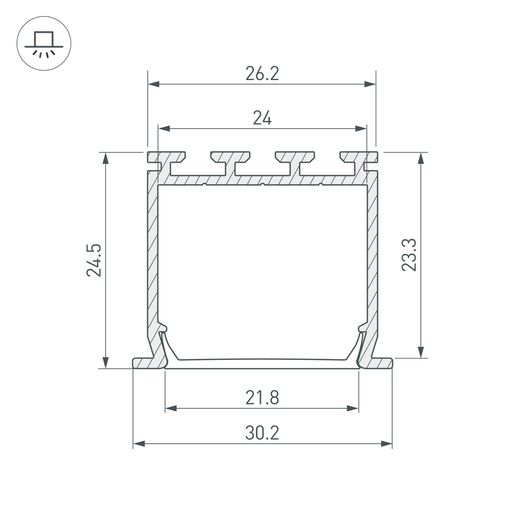 Изображение товара Профиль PLS-LOCK-H25-FS-3000 ANOD (Arlight, Алюминий) 023386