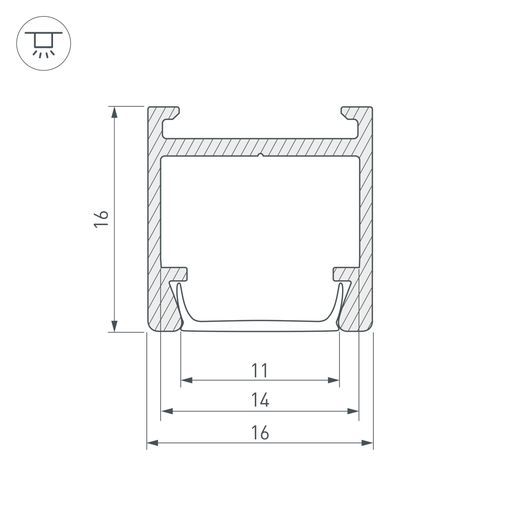 Изображение товара Профиль PDS-H16-2000 ANOD (Arlight, Алюминий) 023858