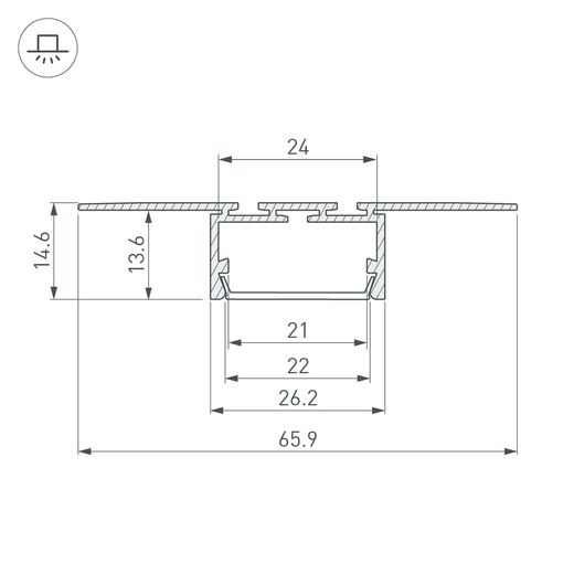 Изображение товара Профиль PLS-LOCK-H15-T-HIDE-3000 (Arlight, Алюминий) 042807