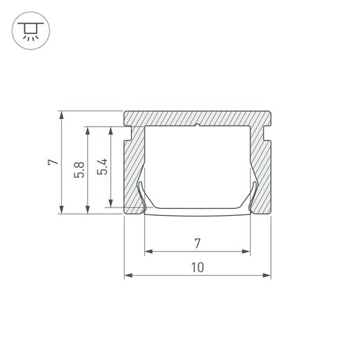Изображение товара Профиль PIK-1007-3000 ANOD (Arlight, Алюминий) 045493