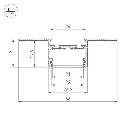 Изображение товара Профиль PLS-LOCK-H19-T-HIDE-2000 (Arlight, Алюминий) 033693