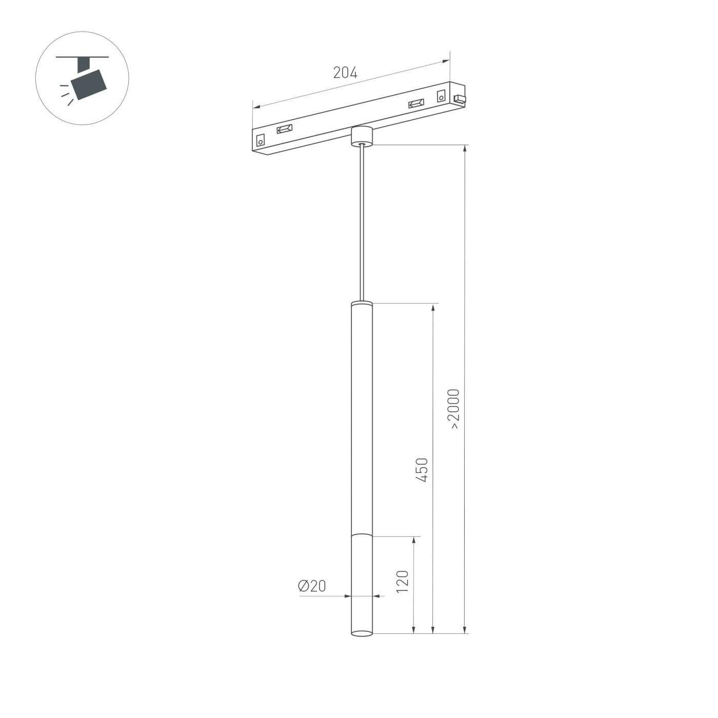 Изображение товара Светильник MAG-ORIENT-STICK-HANG-R20-6W Warm3000 (BK, 180 deg, 48V) (Arlight, IP20 Металл, 5 лет) 037038