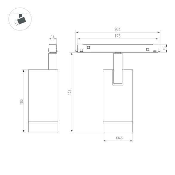 Изображение товара Светильник MAG-ORIENT-SPOT-R45-12W Warm3000 (BK, 24 deg, 48V, DALI) (Arlight, IP20 Металл, 5 лет) 033827