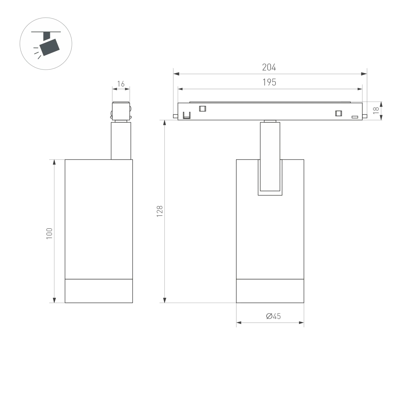 Изображение товара Светильник MAG-ORIENT-SPOT-R45-12W Warm3000 (BK, 24 deg, 48V, DALI) (Arlight, IP20 Металл, 5 лет) 033827