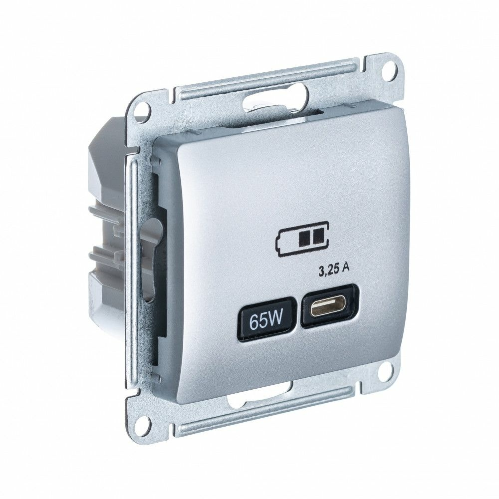 Изображение товара USB Розетка тип-C 65W Schneider Electric Glossa высокоскоростная зарядка QC, PD, механизм, АЛЮМИНИЙ