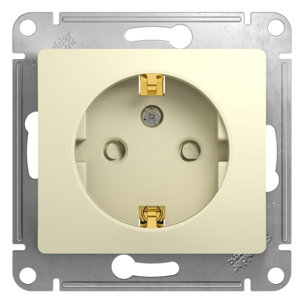 Изображение товара Розетка с заземлением со шторками, бежевый Schneider Electric Glossa GSL000245