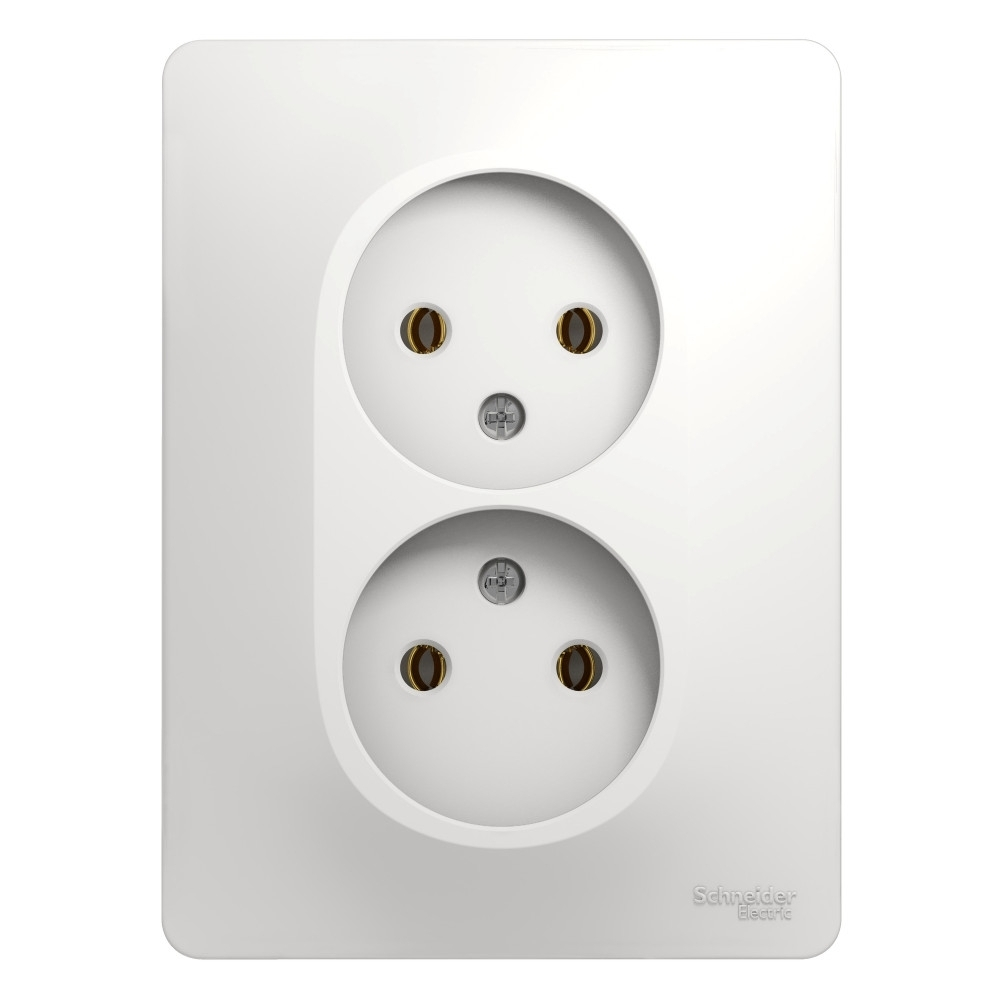 Изображение товара Розетка двойная без заземления 16А Schneider Electric Glossa, белый GSL000120
