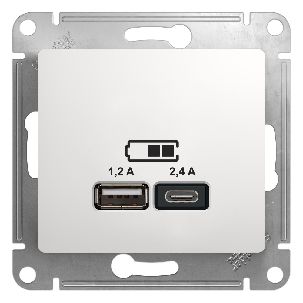 Изображение товара Розетка зарядка usb 2 порта А+С 5V 2,4A GSL000139 Schneider Electric Glossa