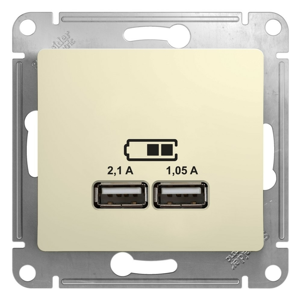 Изображение товара Розетка зарядка usb 2 порта A+A 5V 2,1A GSL000233 Schneider Electric Glossa