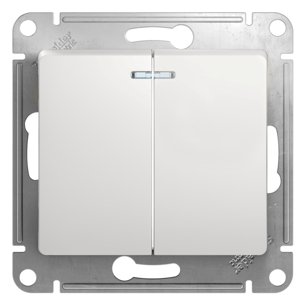 Изображение товара Выключатель 2 клав с подсветкой сх.5а, белый Schneider Electric Glossa GSL000153