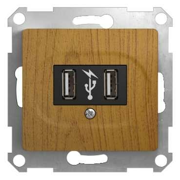 Изображение товара Розетка USB, дуб Schneider Electric Glossa GSL000532