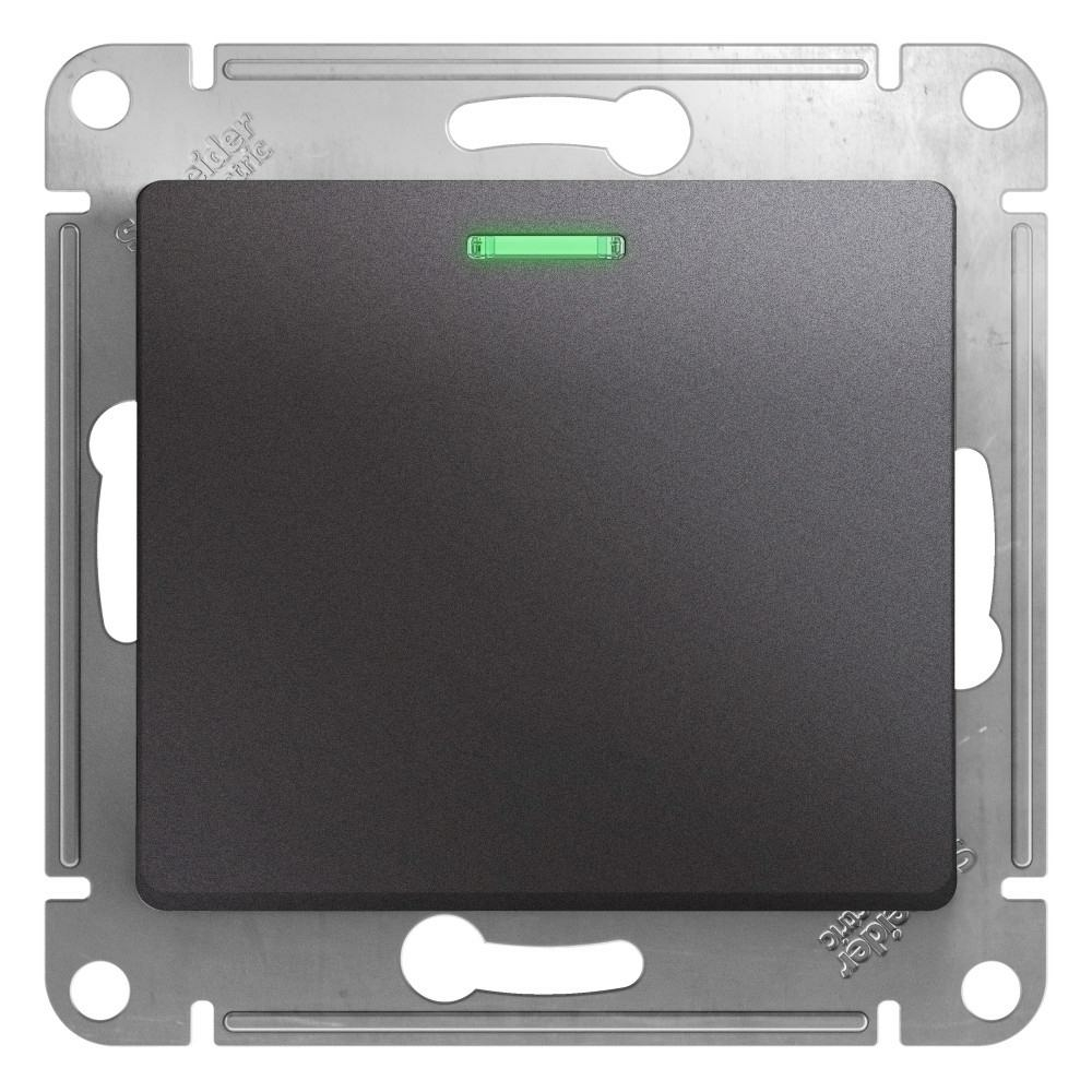 Изображение товара Переключатель 1-клавишный с подсветкой схема 6а 10AX Schneider Electric Glossa, графит GSL001363