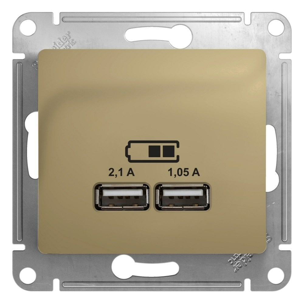 Изображение товара Розетка зарядка usb 2 порта A+A 5V 2,1A GSL000433 Schneider Electric Glossa